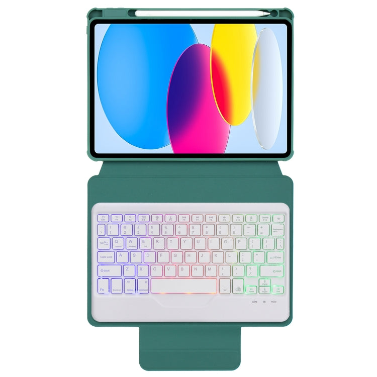 For iPad 10th Gen 10.9 2022 F10BS 360 Rotation Acrylic Transparent Bluetooth Keyboard Leather Case With Backlight