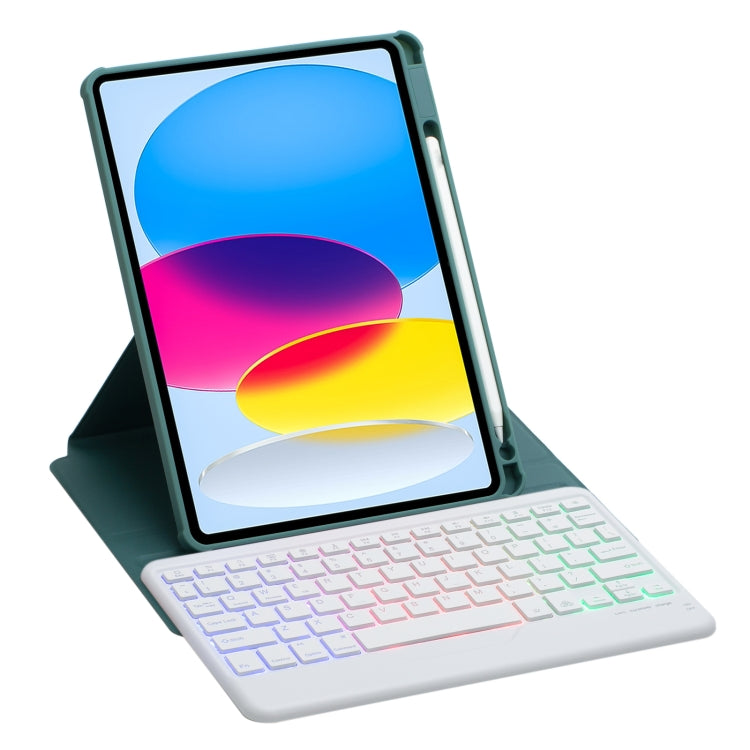 For iPad 10th Gen 10.9 2022 F10BS 360 Rotation Acrylic Transparent Bluetooth Keyboard Leather Case With Backlight