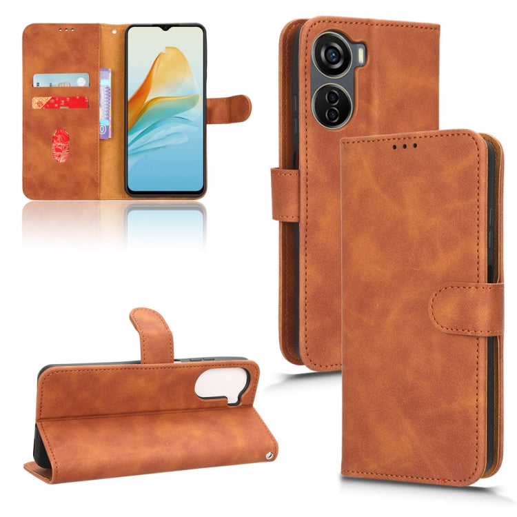 For ZTE Axon 40 Lite Skin Feel Magnetic Flip Leather Phone Case