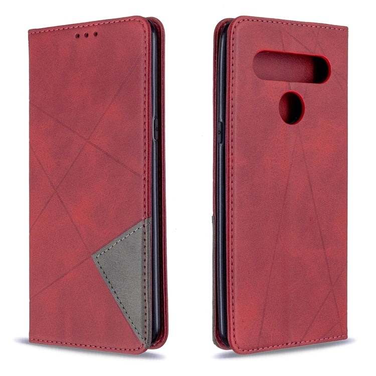 For LG K61 Rhombus Texture Horizontal Flip Magnetic Leather Case with Holder & Card Slots & Wallet