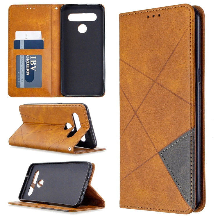 For LG K61 Rhombus Texture Horizontal Flip Magnetic Leather Case with Holder & Card Slots & Wallet
