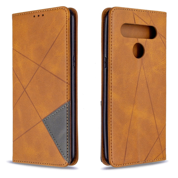 For LG K61 Rhombus Texture Horizontal Flip Magnetic Leather Case with Holder & Card Slots & Wallet