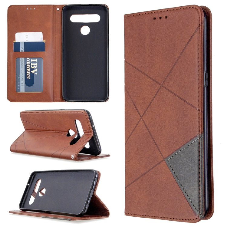 For LG K61 Rhombus Texture Horizontal Flip Magnetic Leather Case with Holder & Card Slots & Wallet