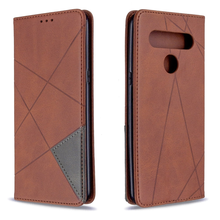 For LG K61 Rhombus Texture Horizontal Flip Magnetic Leather Case with Holder & Card Slots & Wallet