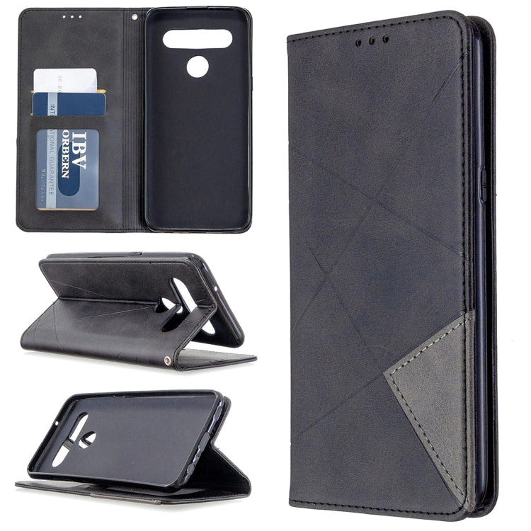 For LG K61 Rhombus Texture Horizontal Flip Magnetic Leather Case with Holder & Card Slots & Wallet