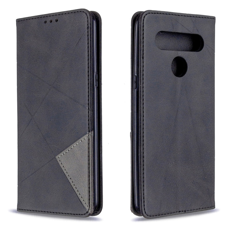 For LG K61 Rhombus Texture Horizontal Flip Magnetic Leather Case with Holder & Card Slots & Wallet