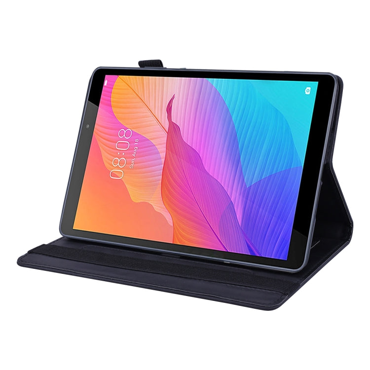 For Huawei MatePad T8 Calf Pattern Double Folding Design Embossed Leather Case with  Holder & Card Slots & Pen Slot &   Elastic Band