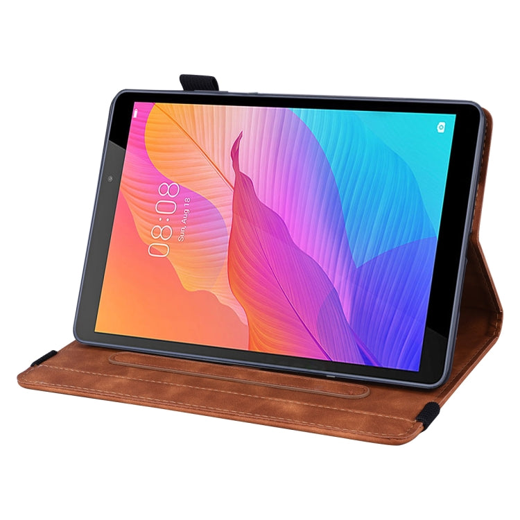For Huawei MatePad T8 Calf Pattern Double Folding Design Embossed Leather Case with  Holder & Card Slots & Pen Slot &   Elastic Band