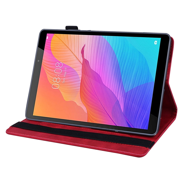 For Huawei MatePad T8 Calf Pattern Double Folding Design Embossed Leather Case with  Holder & Card Slots & Pen Slot &   Elastic Band