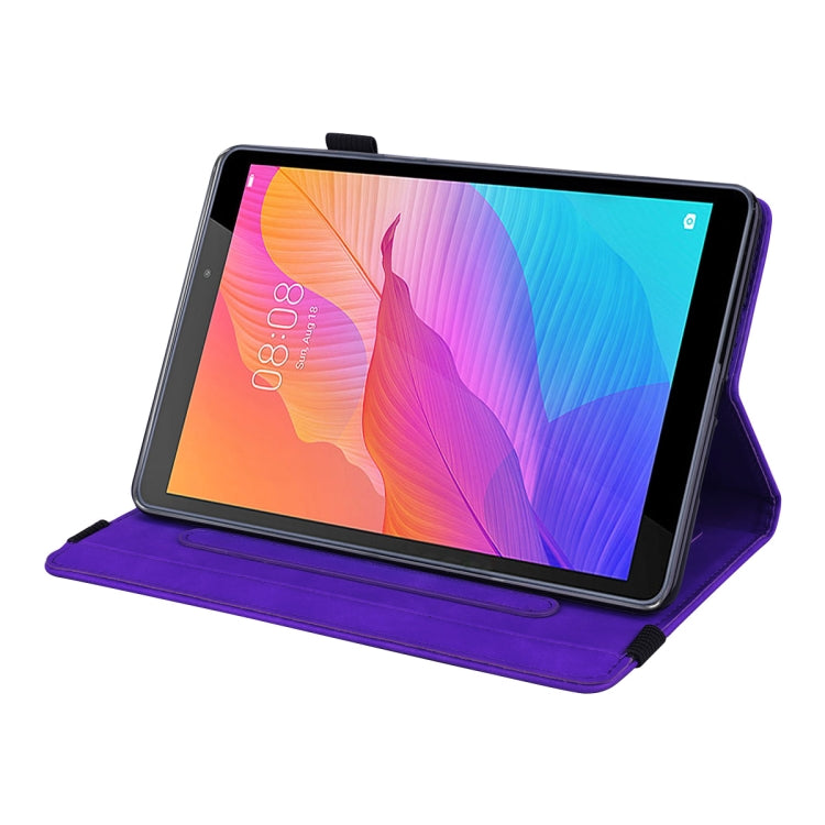 For Huawei MatePad T8 Calf Pattern Double Folding Design Embossed Leather Case with  Holder & Card Slots & Pen Slot &   Elastic Band