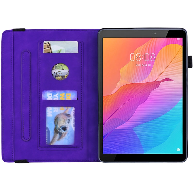 For Huawei MatePad T8 Calf Pattern Double Folding Design Embossed Leather Case with  Holder & Card Slots & Pen Slot &   Elastic Band
