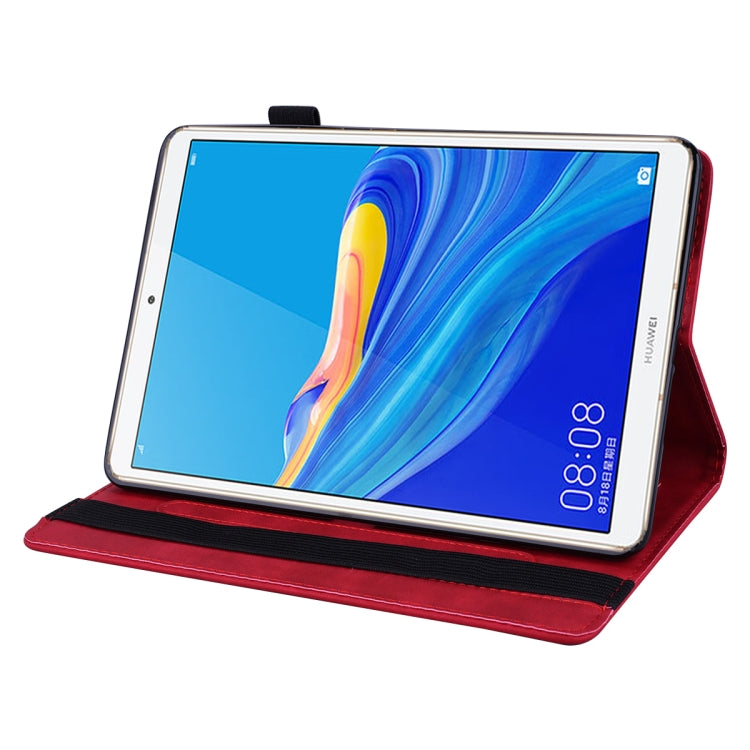 For Huawei MediaPad M6 8.4 Calf Pattern Double Folding Design Embossed Leather Case with  Holder & Card Slots & Pen Slot &   Elastic Band