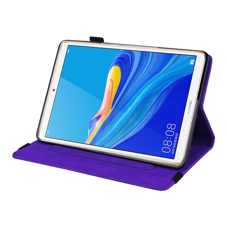 For Huawei MediaPad M6 8.4 Calf Pattern Double Folding Design Embossed Leather Case with  Holder & Card Slots & Pen Slot &   Elastic Band
