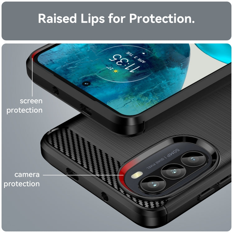 For Motorola Moto G52 Brushed Texture Carbon Fiber TPU Phone Case