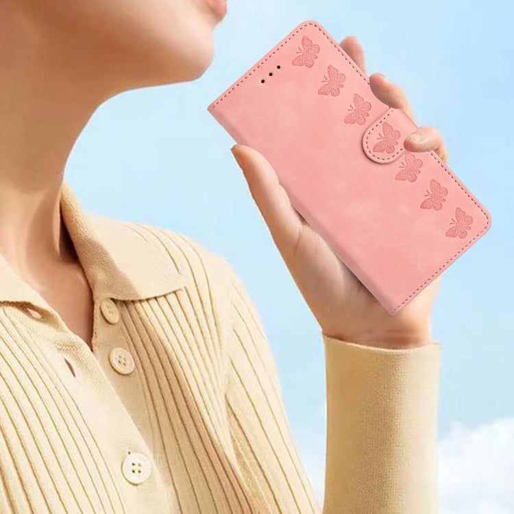 For iPhone 16 Seven Butterflies Embossed Leather Phone Case