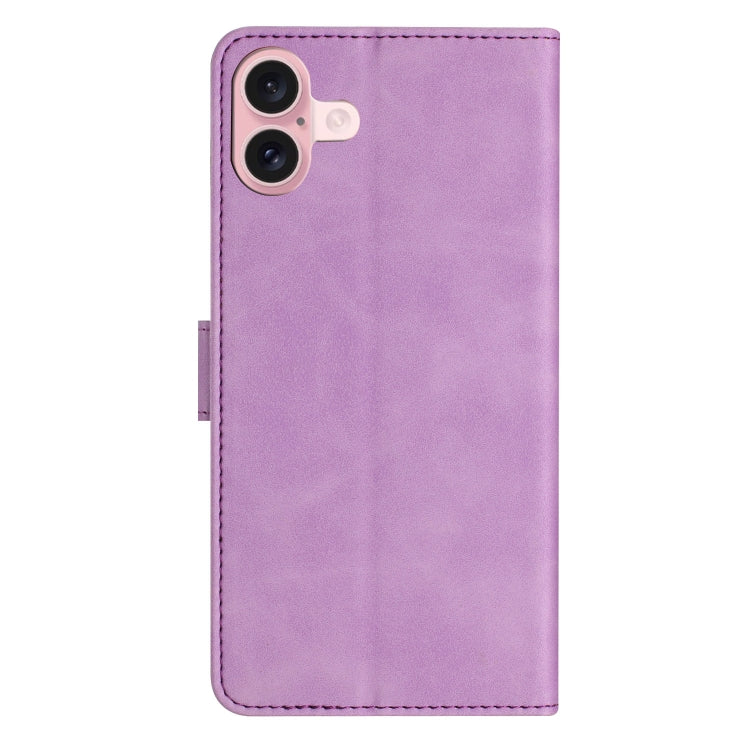 For iPhone 16 Seven Butterflies Embossed Leather Phone Case