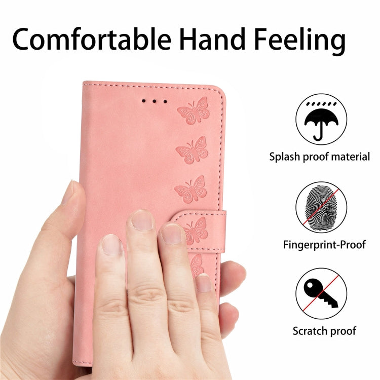 For iPhone 16 Plus Seven Butterflies Embossed Leather Phone Case