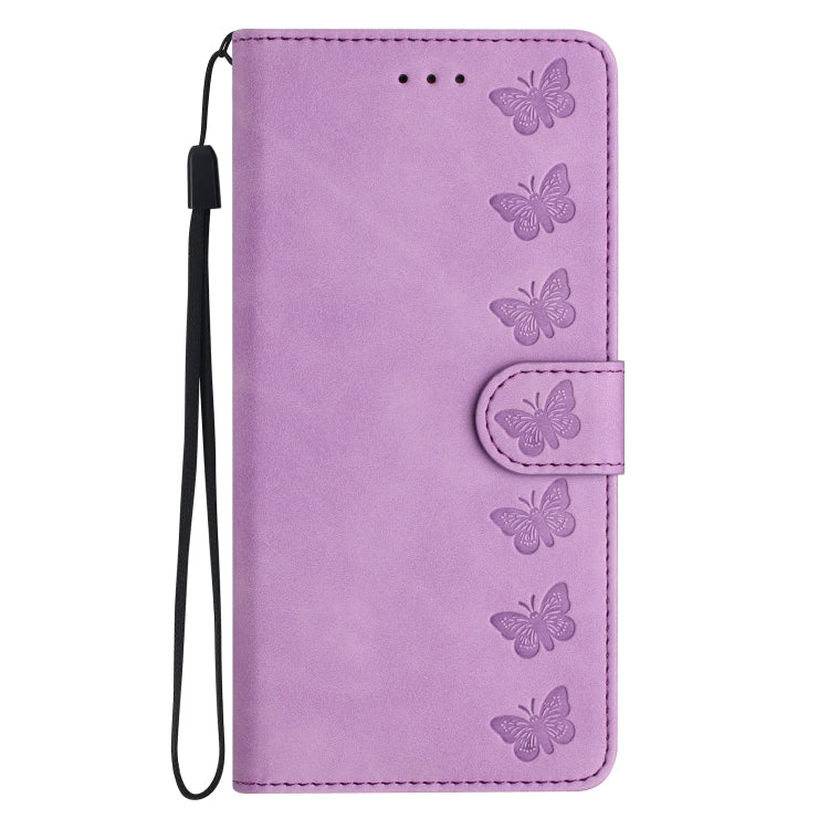 For iPhone 16 Pro Max Seven Butterflies Embossed Leather Phone Case