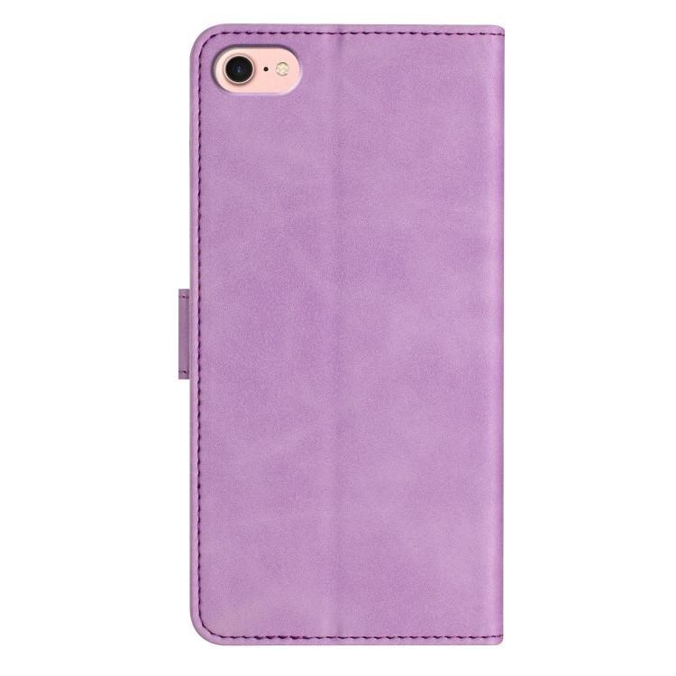 For iPhone 16e / 17e Seven Butterflies Embossed Leather Phone Case