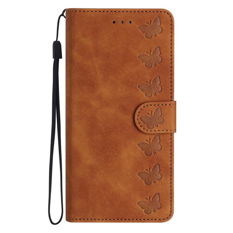 For iPhone 17 Seven Butterflies Embossed Leather Phone Case