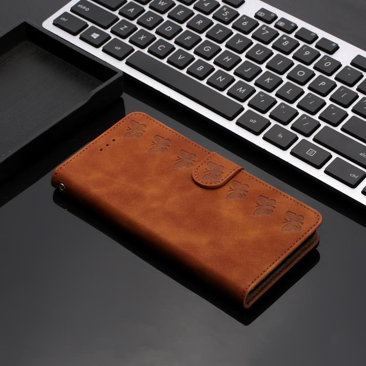 For iPhone 17 Pro Max Seven Butterflies Embossed Leather Phone Case