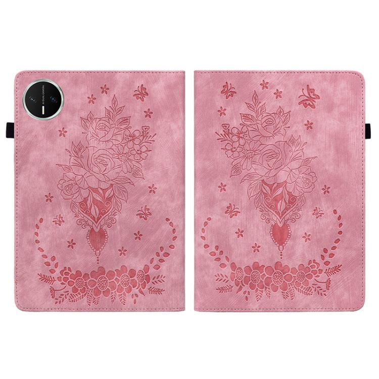 For Huawei MatePad Mini 2025 Butterfly Rose Embossed Leather Tablet Case