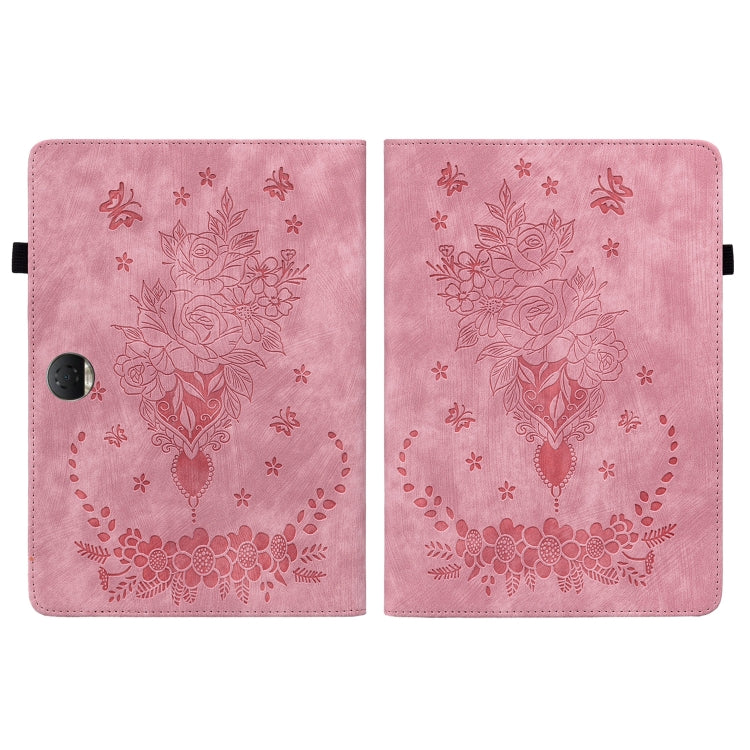 For Honor Pad 9 12.1 Butterfly Rose Embossed Leather Tablet Case