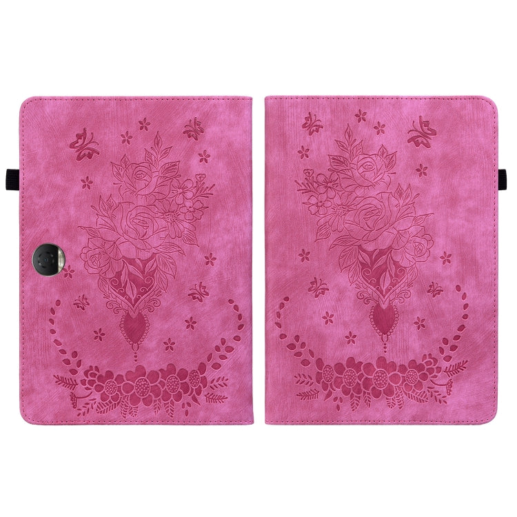 For Honor Pad 9 12.1 Butterfly Rose Embossed Leather Tablet Case