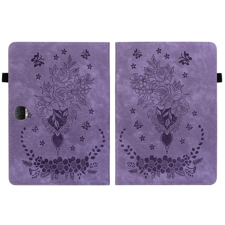 For Honor Pad 9 12.1 Butterfly Rose Embossed Leather Tablet Case