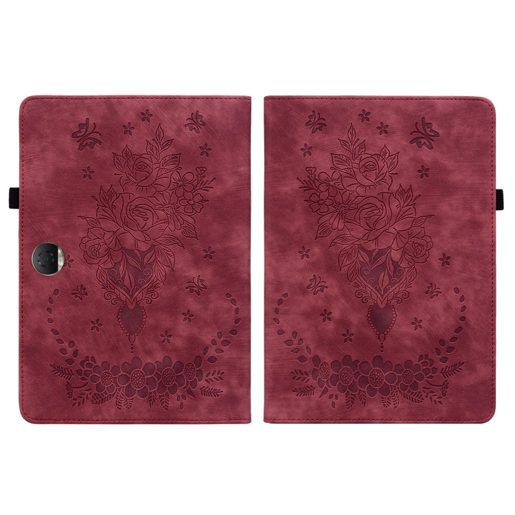 For Honor Pad 9 12.1 Butterfly Rose Embossed Leather Tablet Case