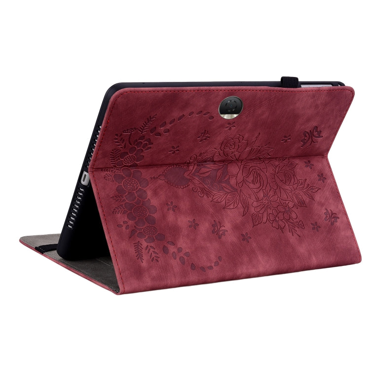For Honor Pad 9 12.1 Butterfly Rose Embossed Leather Tablet Case