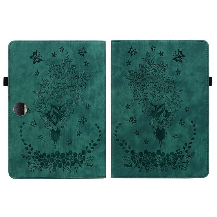For Honor Pad 9 12.1 Butterfly Rose Embossed Leather Tablet Case