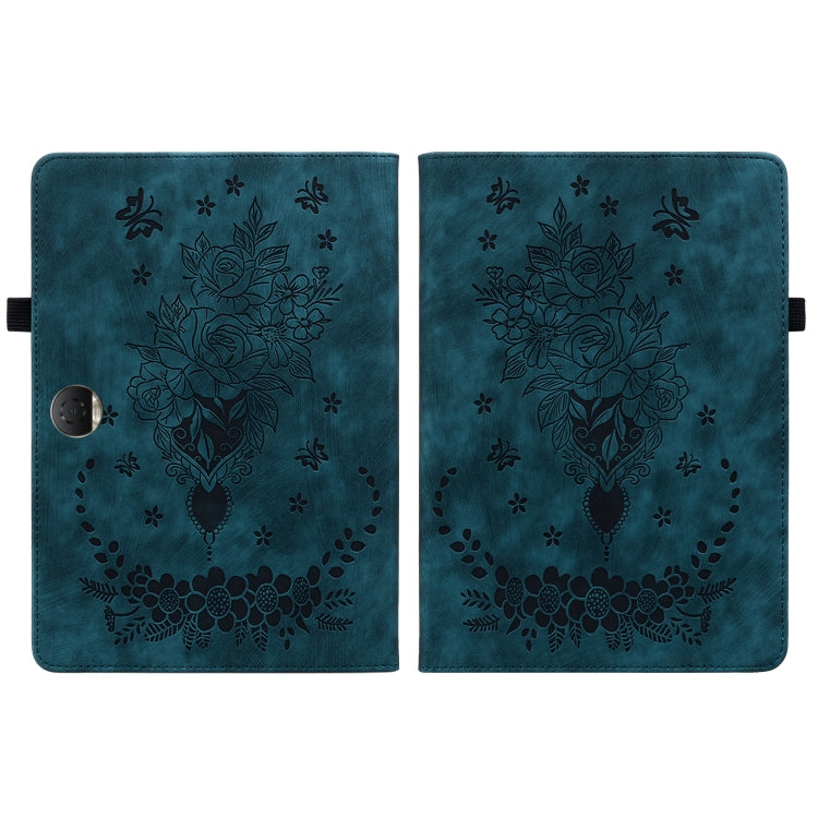 For Honor Pad 9 12.1 Butterfly Rose Embossed Leather Tablet Case