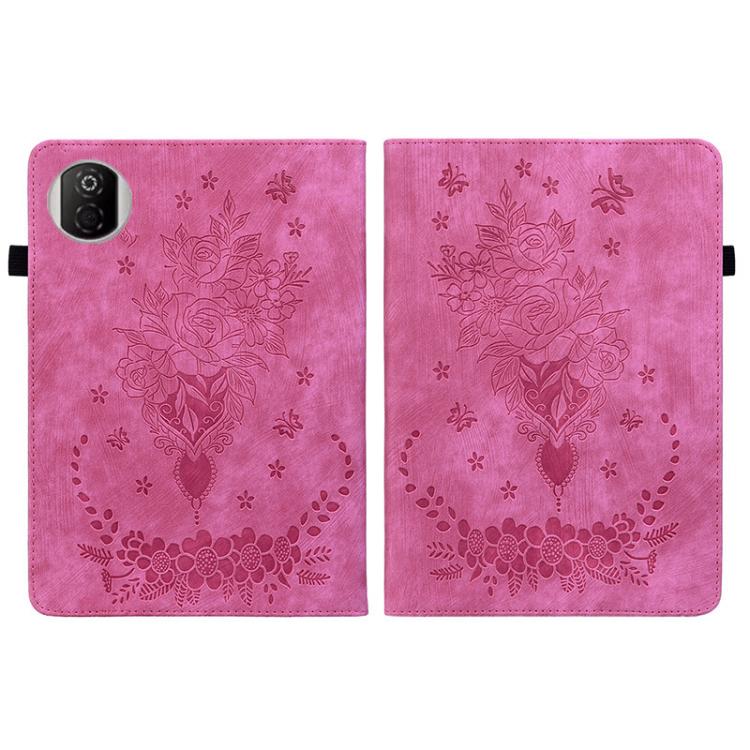 For Honor Pad X7 Butterfly Rose Embossed Leather Tablet Case