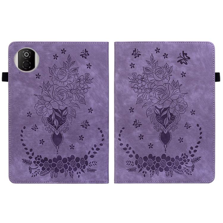 For Honor Pad X7 Butterfly Rose Embossed Leather Tablet Case