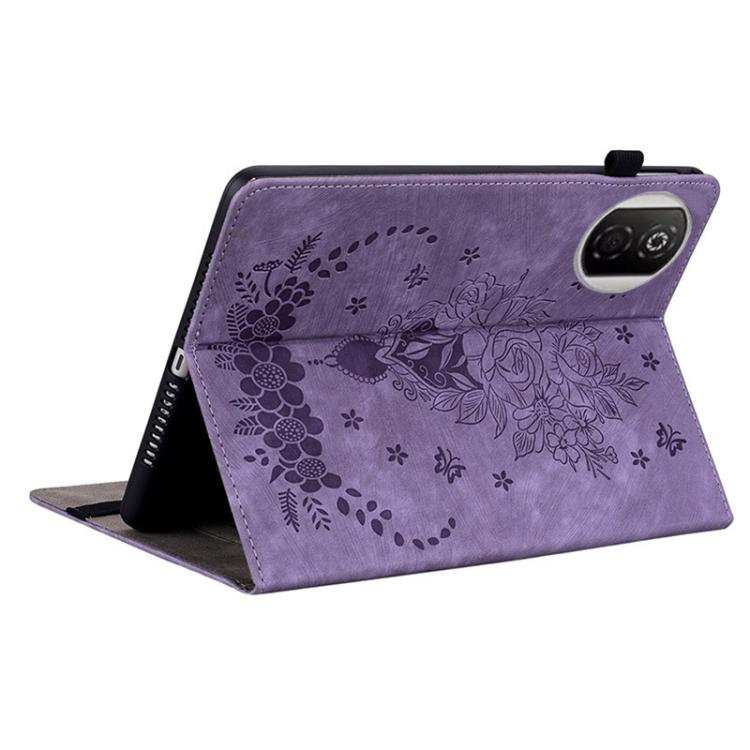 For Honor Pad X7 Butterfly Rose Embossed Leather Tablet Case