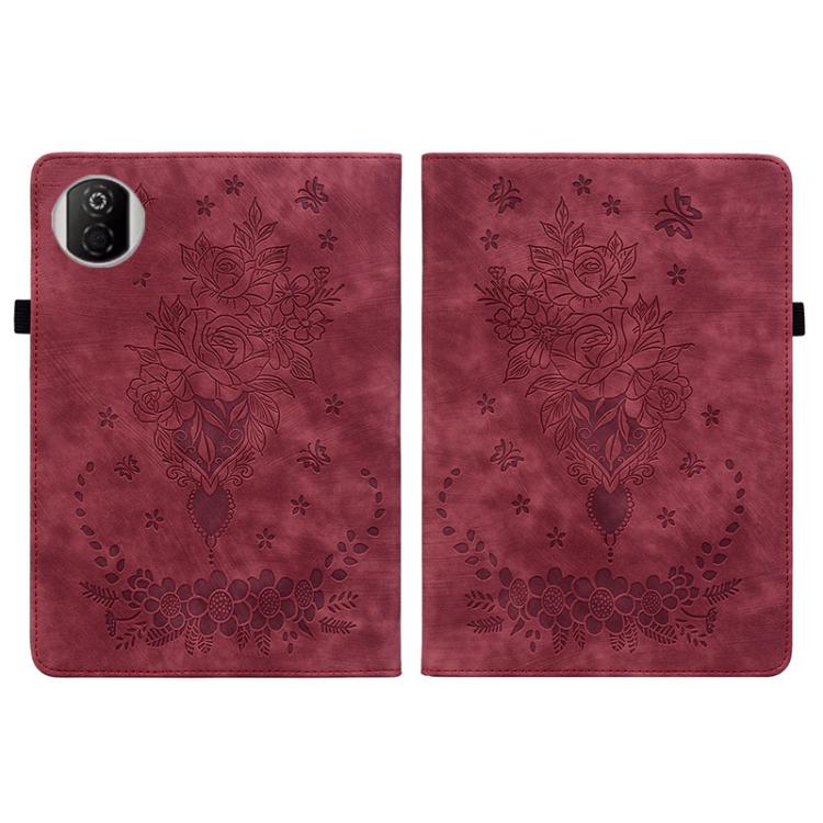 For Honor Pad X7 Butterfly Rose Embossed Leather Tablet Case