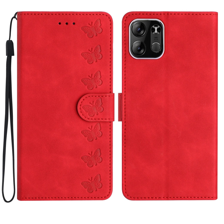 For Tecno Spark Go 2023 Seven Butterflies Embossed Leather Phone Case