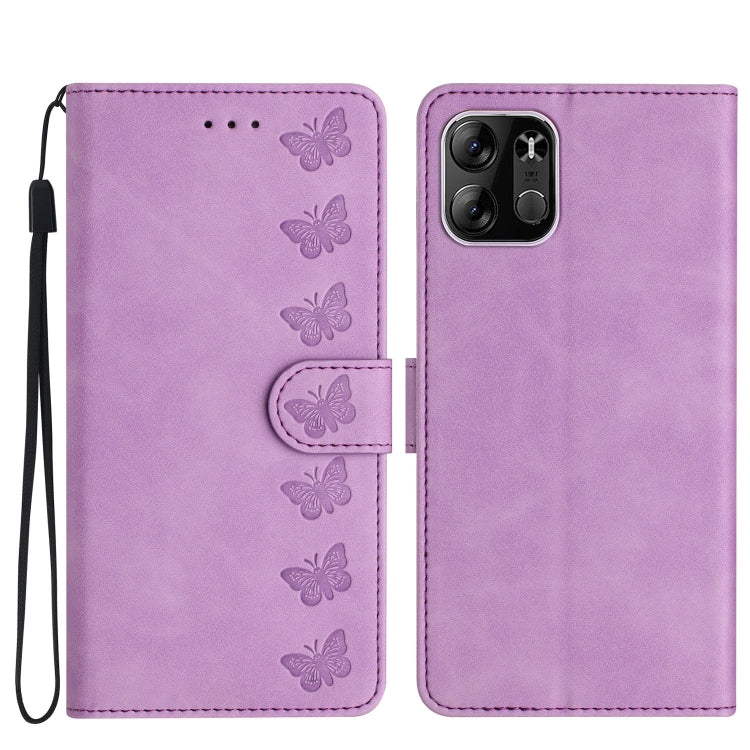For Tecno Spark Go 2023 Seven Butterflies Embossed Leather Phone Case