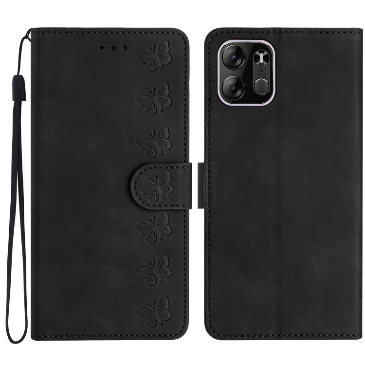 For Tecno Spark Go 2023 Seven Butterflies Embossed Leather Phone Case