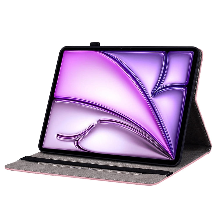 For iPad Air 11 2026 / 2025 / 2024 Butterfly Rose Embossed Leather Smart Tablet Case