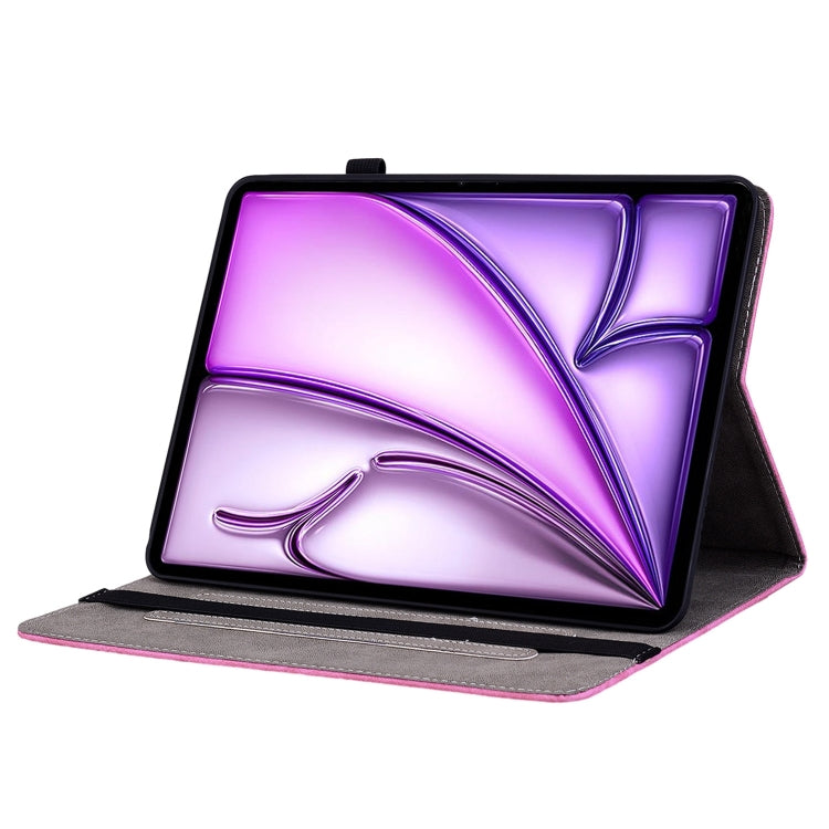 For iPad Air 11 2026 / 2025 / 2024 Butterfly Rose Embossed Leather Smart Tablet Case