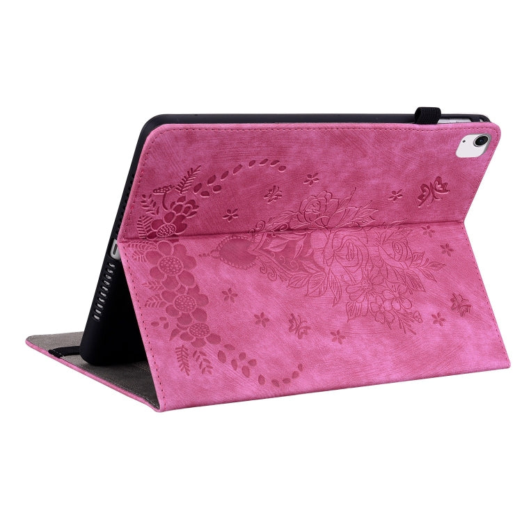 For iPad Air 11 2026 / 2025 / 2024 Butterfly Rose Embossed Leather Smart Tablet Case