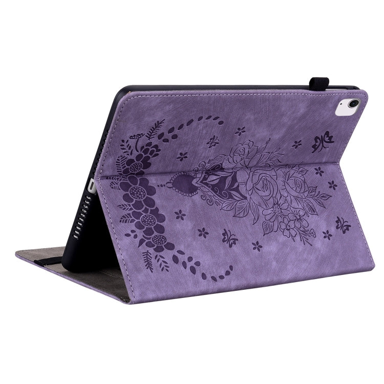 For iPad Air 11 2026 / 2025 / 2024 Butterfly Rose Embossed Leather Smart Tablet Case