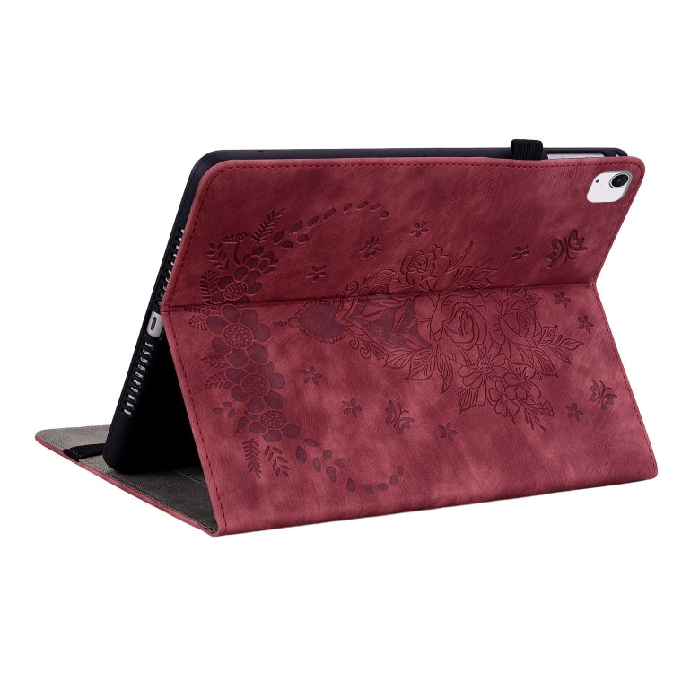 For iPad Air 11 2026 / 2025 / 2024 Butterfly Rose Embossed Leather Smart Tablet Case