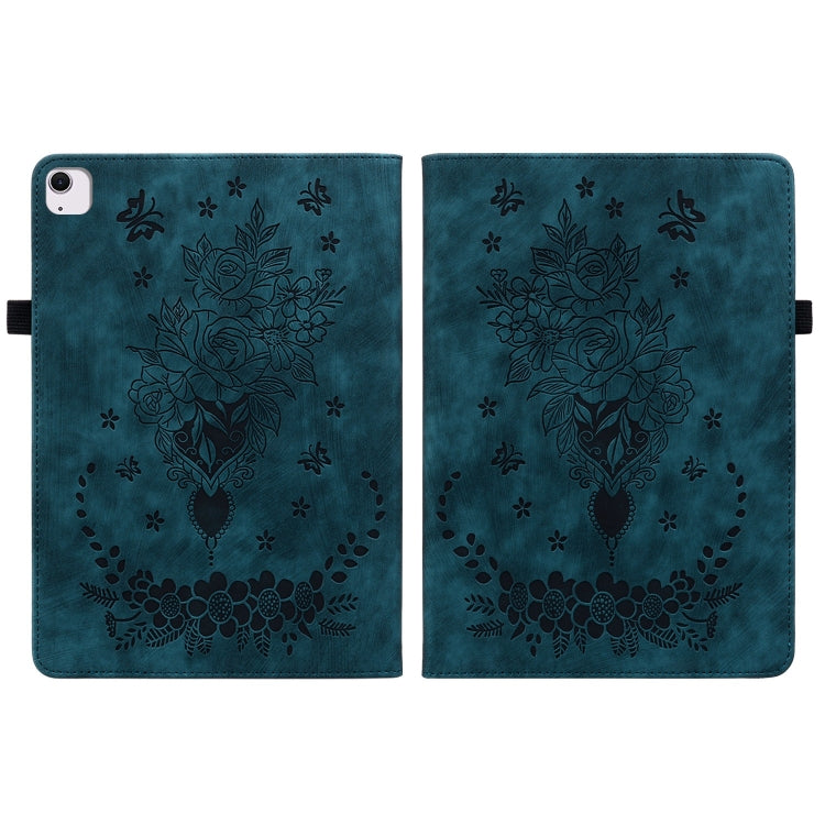 For iPad Air 11 2026 / 2025 / 2024 Butterfly Rose Embossed Leather Smart Tablet Case