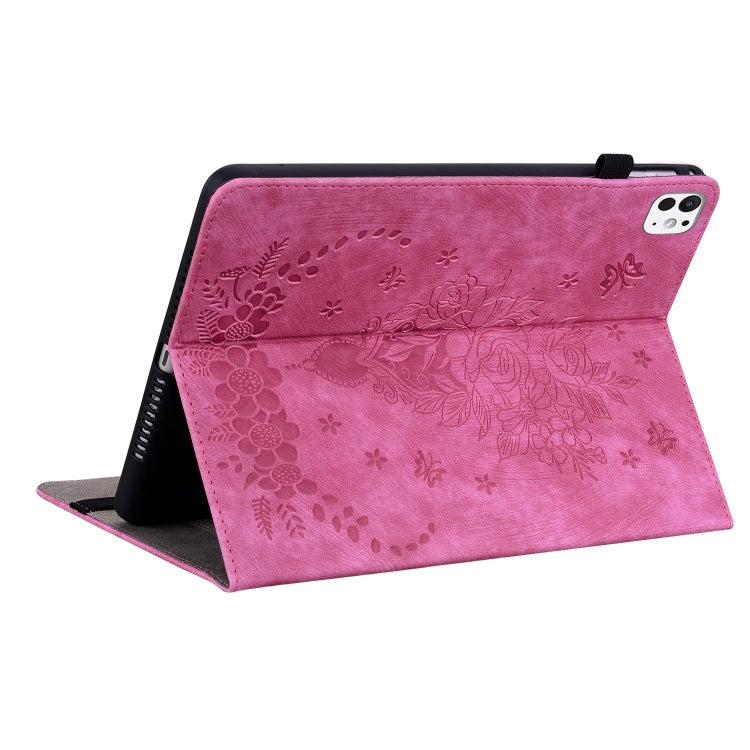 For iPad Pro 11 2025 / 2024 Butterfly Rose Embossed Leather Smart Tablet Case
