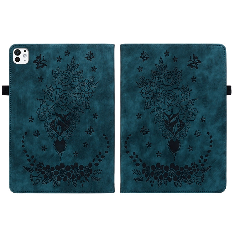 For iPad Pro 11 2025 / 2024 Butterfly Rose Embossed Leather Smart Tablet Case