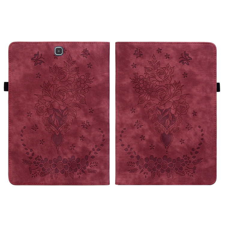 For Samsung Galaxy Tab A 9.7 T550 T555 Butterfly Rose Embossed Leather Tablet Case