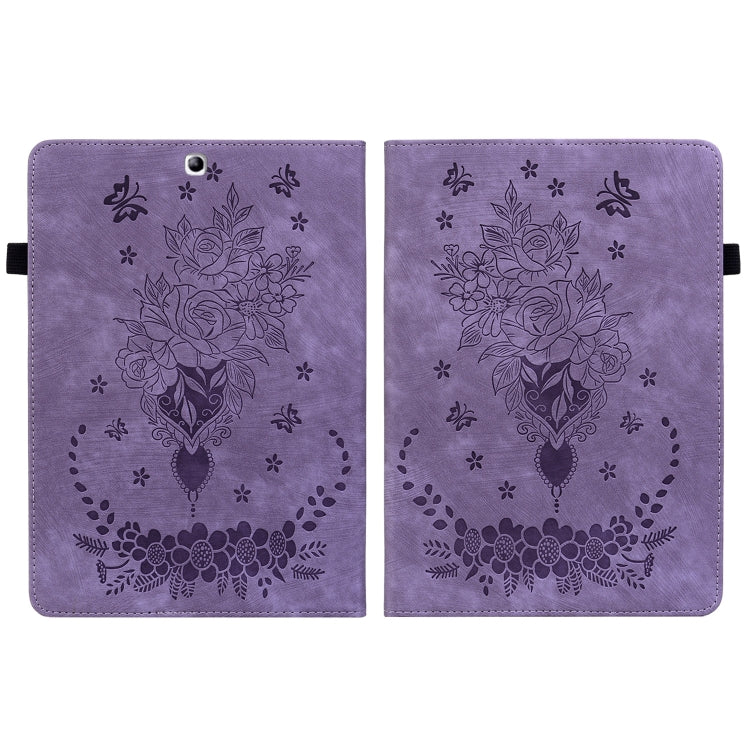 For Samsung Galaxy Tab S2 9.7 T810 T815 Butterfly Rose Embossed Leather Tablet Case